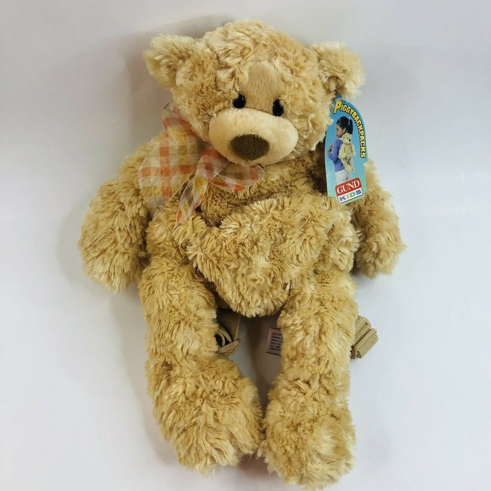 Gund Kids Piggybackpacks Manni Bear w/Storage Pouch #20020 Soft Huggable 18"